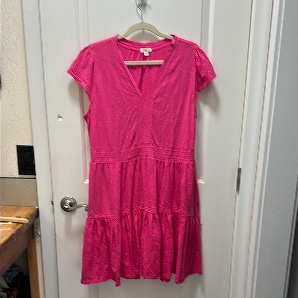 Dylan Pink Ruffled Tiered Sundress with Flutter Cap Sleeves